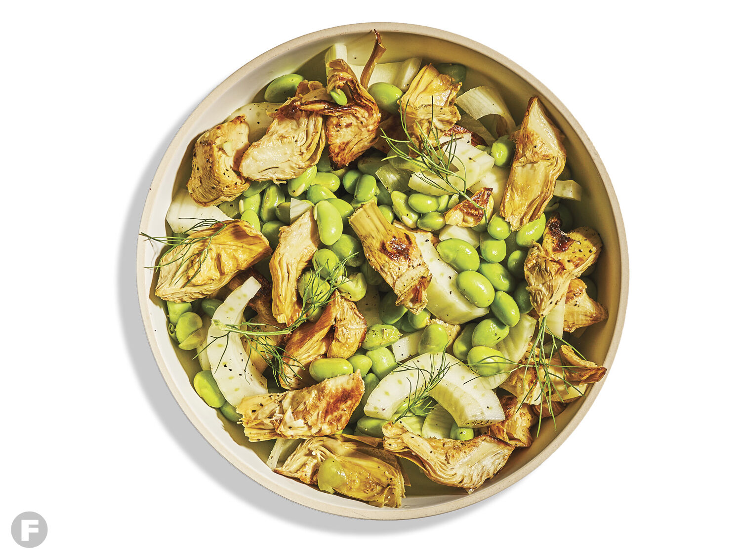 Roasted Artichoke Salad with Edamame and Fennel